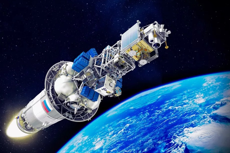 El cohete Soyuz con todos los satélites. Imagen: Roscosmos.